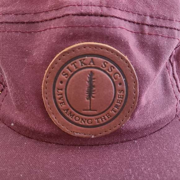 Unisex Sitka 5 panel camp hat - Burgundy - Picture 3 of 5